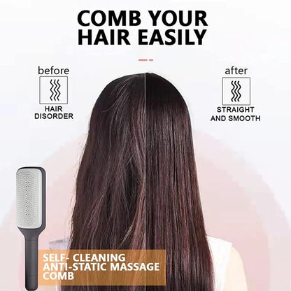 Self-Cleaning Hairbrush Anti-Static Massage Comb