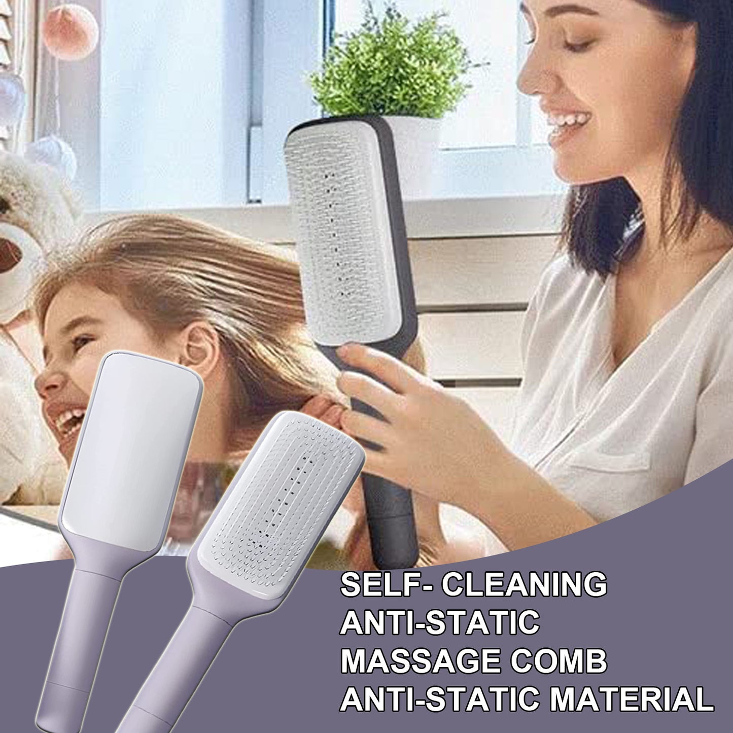 Self-Cleaning Hairbrush Anti-Static Massage Comb